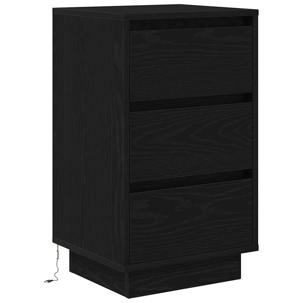 vidaXL Bedside Cabinet with LED Lights Black 38x34x65 cm 3