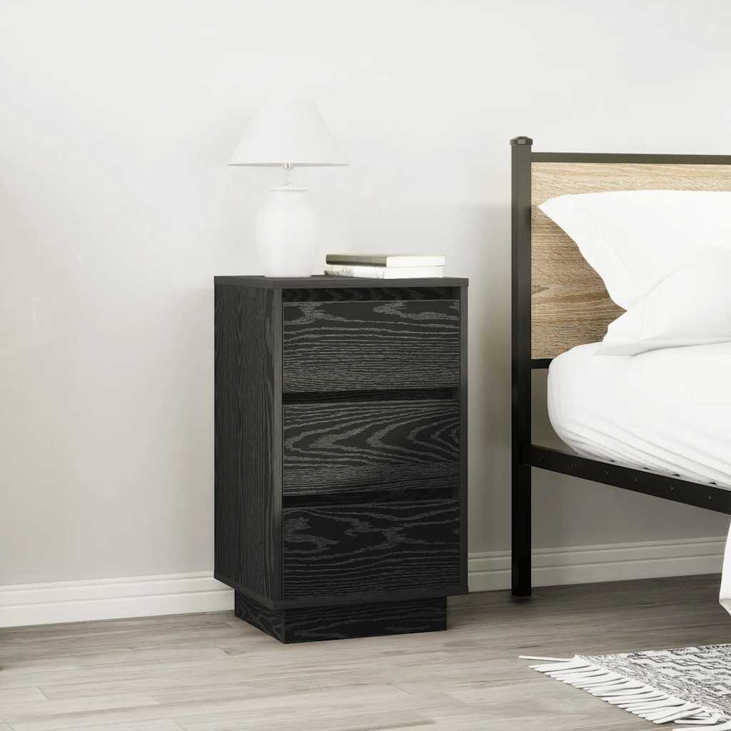 vidaXL Bedside Cabinet with LED Lights Black 38x34x65 cm 4