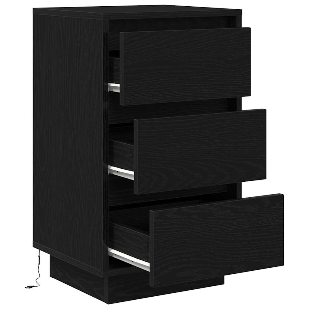 vidaXL Bedside Cabinet with LED Lights Black 38x34x65 cm 6