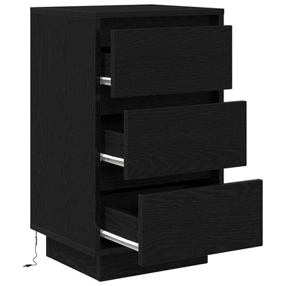 vidaXL Bedside Cabinet with LED Lights Black 38x34x65 cm 6