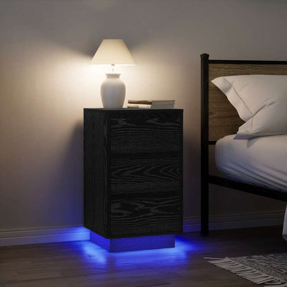 vidaXL Bedside Cabinet with LED Lights Black 38x34x65 cm 1