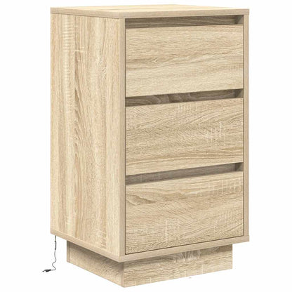 vidaXL Bedside Cabinet with LED Lights Sonoma Oak 38x34x65 cm 3