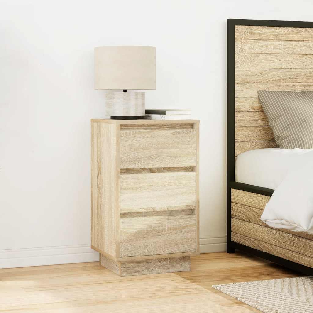vidaXL Bedside Cabinet with LED Lights Sonoma Oak 38x34x65 cm 4