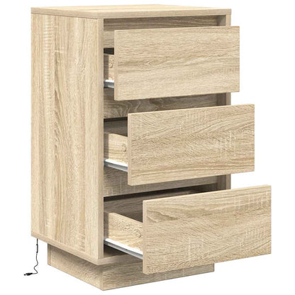 vidaXL Bedside Cabinet with LED Lights Sonoma Oak 38x34x65 cm 6