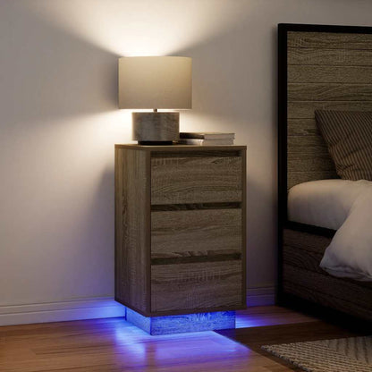 vidaXL Bedside Cabinet with LED Lights Sonoma Oak 38x34x65 cm 1
