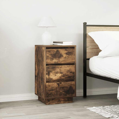 vidaXL Bedside Cabinet with LED Lights Smoked Oak 38x34x65 cm 4