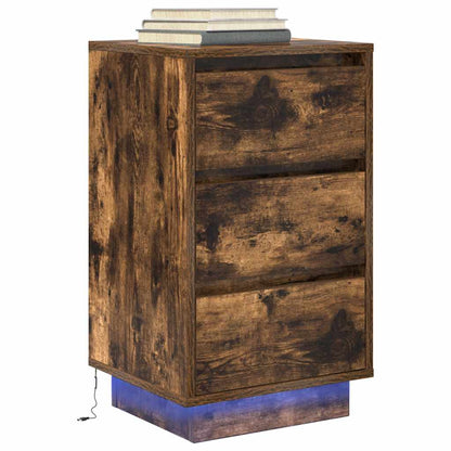 vidaXL Bedside Cabinet with LED Lights Smoked Oak 38x34x65 cm 5