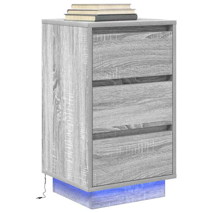 vidaXL Bedside Cabinet with LED Lights Grey Sonoma 38x34x65 cm 5