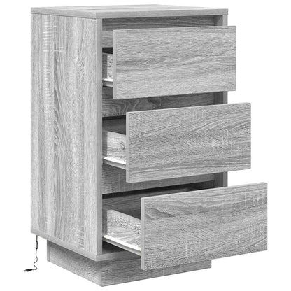 vidaXL Bedside Cabinet with LED Lights Grey Sonoma 38x34x65 cm 6