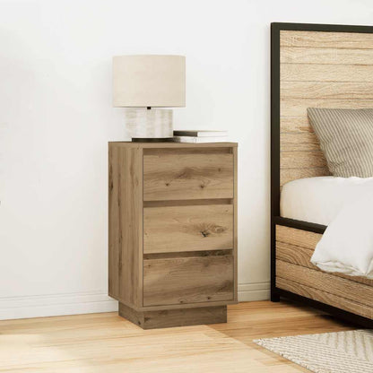 vidaXL Bedside Cabinet with LED Lights Artisan Oak 38x34x65 cm 4