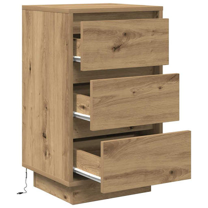 vidaXL Bedside Cabinet with LED Lights Artisan Oak 38x34x65 cm 6