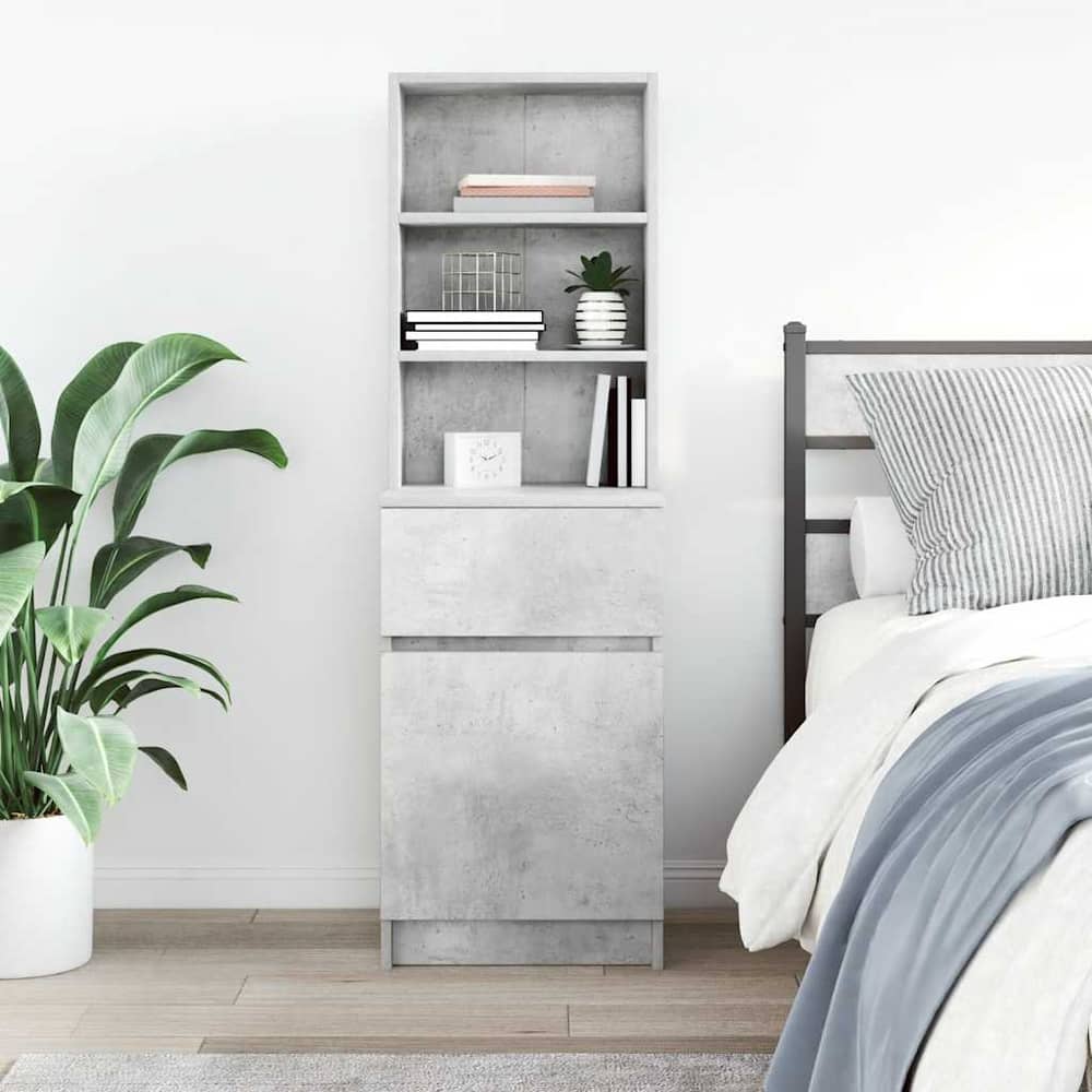 Bedside Cabinet 39x35x125 cm Engineered Wood Concrete grey