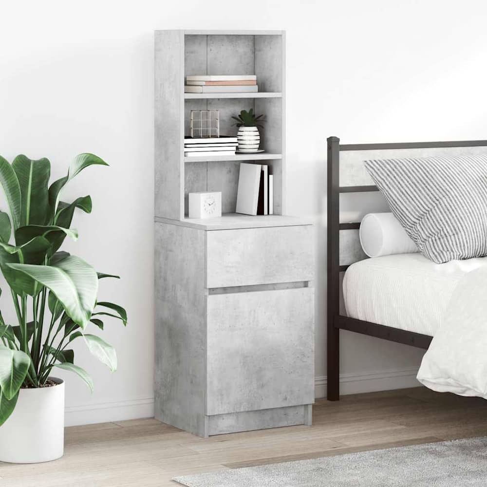 Bedside Cabinet 39x35x125 cm Engineered Wood Concrete grey