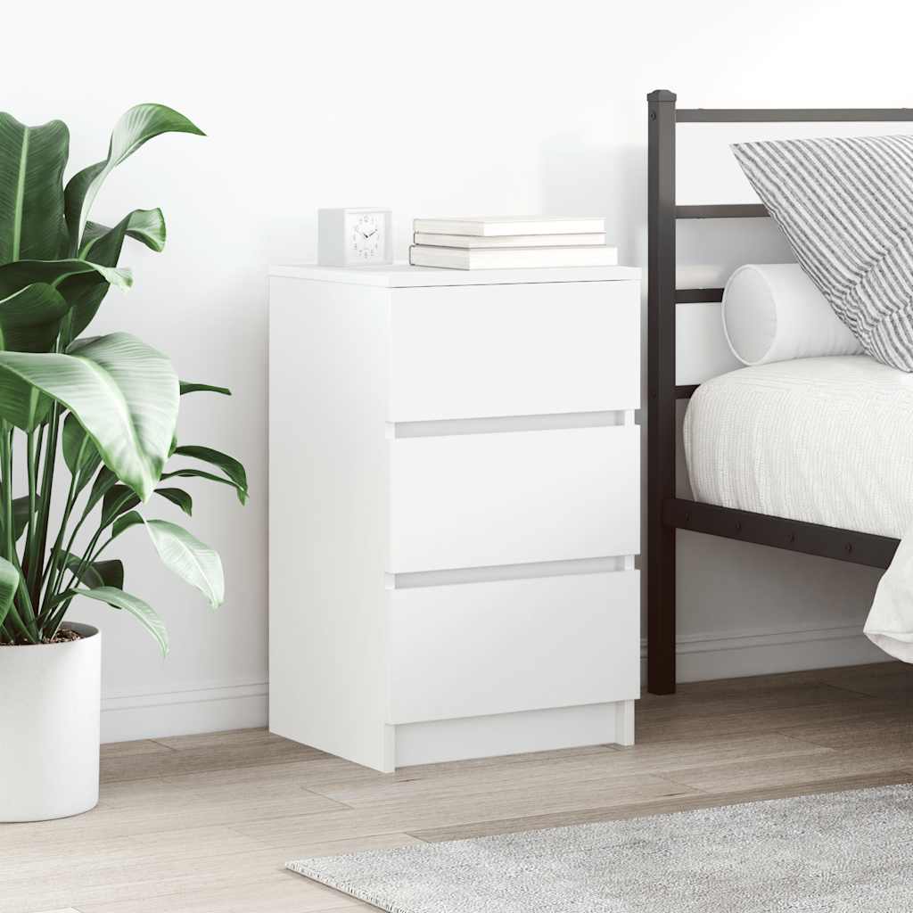 Bedside Cabinet with 3 Drawers 39x35x65 cm White