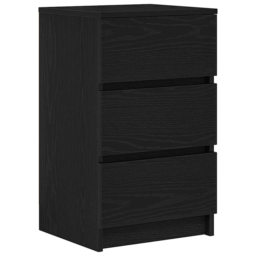 vidaXL Bedside Cabinet with 3 Drawers Black 39x35x65 cm 2