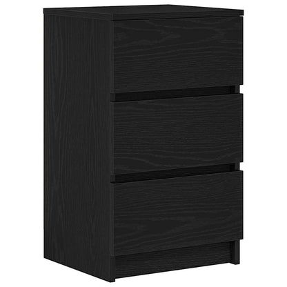 vidaXL Bedside Cabinet with 3 Drawers Black 39x35x65 cm 2