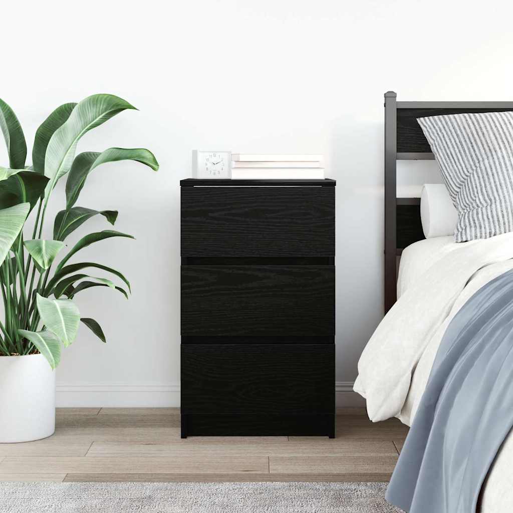 vidaXL Bedside Cabinet with 3 Drawers Black 39x35x65 cm 3