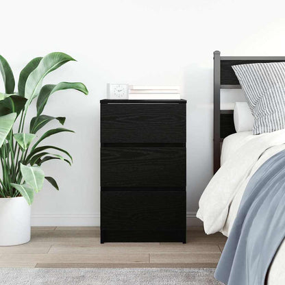vidaXL Bedside Cabinet with 3 Drawers Black 39x35x65 cm 3