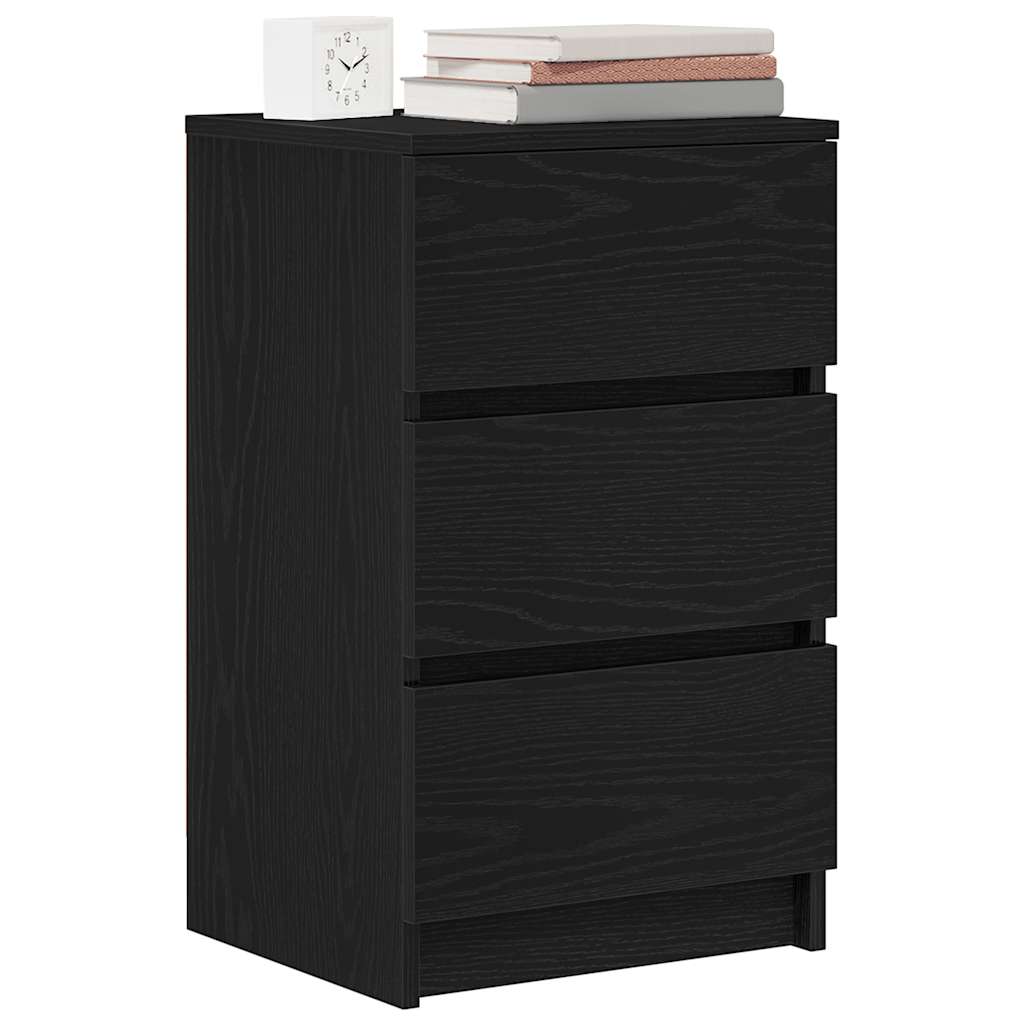 vidaXL Bedside Cabinet with 3 Drawers Black 39x35x65 cm 4