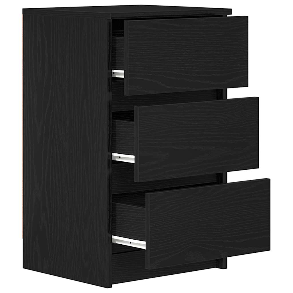 vidaXL Bedside Cabinet with 3 Drawers Black 39x35x65 cm 5