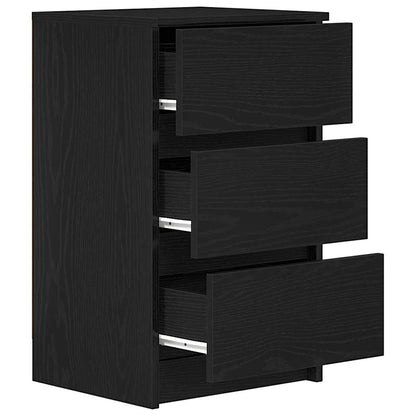 vidaXL Bedside Cabinet with 3 Drawers Black 39x35x65 cm 5
