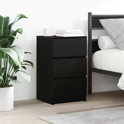 vidaXL Bedside Cabinet with 3 Drawers Black 39x35x65 cm 1