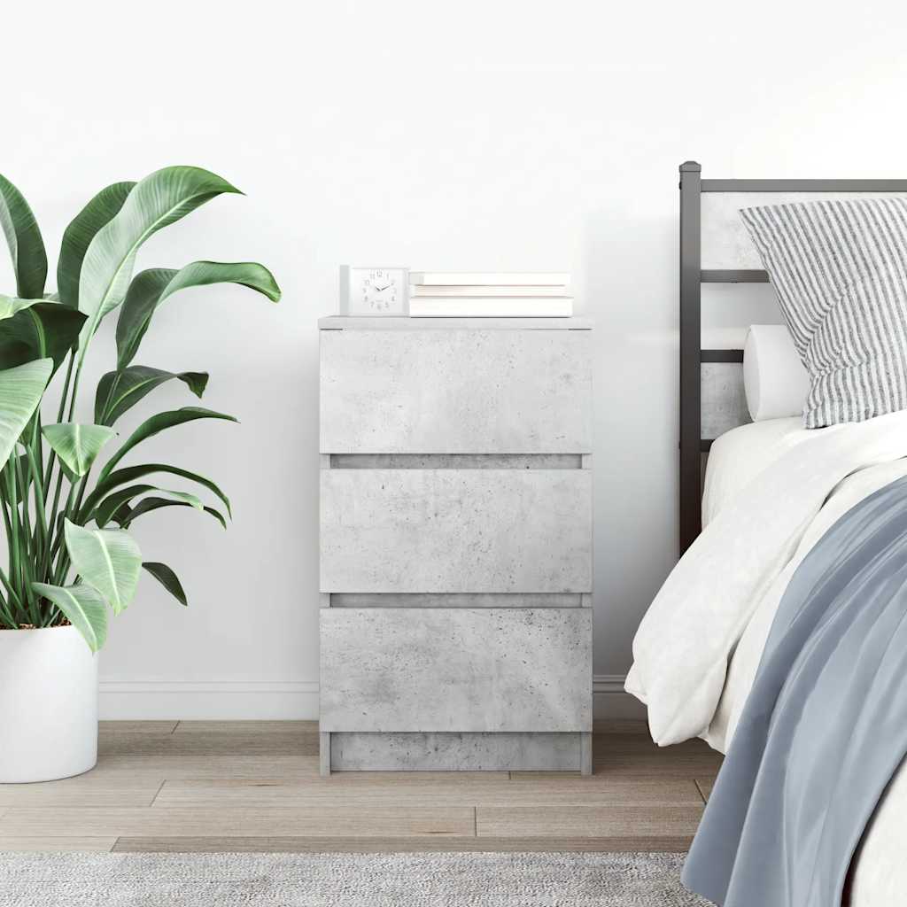 vidaXL Bedside Cabinet with 3 Drawers Concrete Grey 39x35x65 cm 3