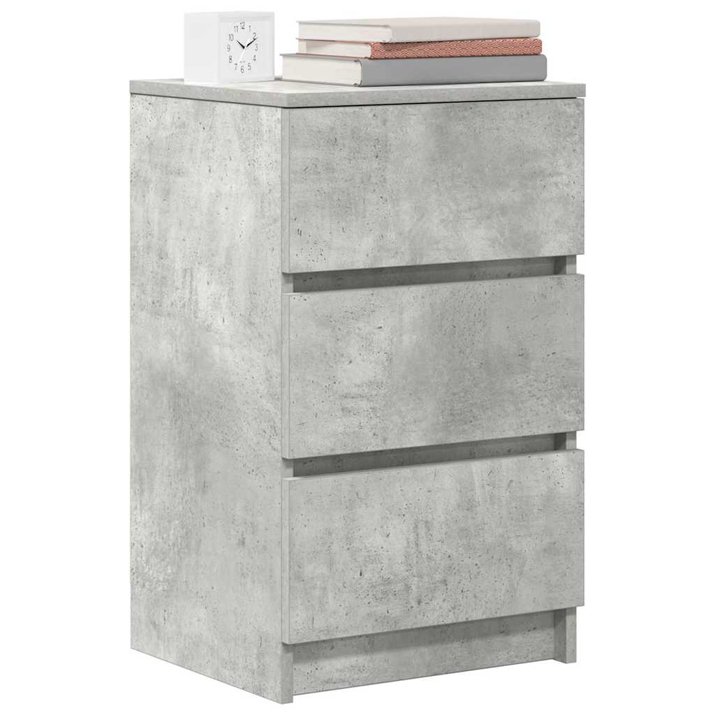 vidaXL Bedside Cabinet with 3 Drawers Concrete Grey 39x35x65 cm 4