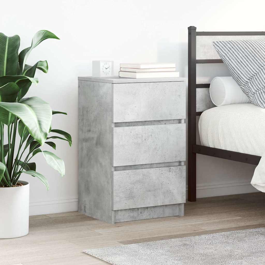vidaXL Bedside Cabinet with 3 Drawers Concrete Grey 39x35x65 cm 1
