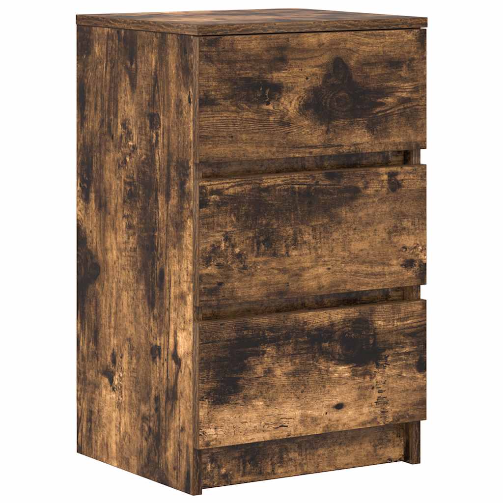 vidaXL Bedside Cabinet with 3 Drawers Smoked Oak 39x35x65 cm 2