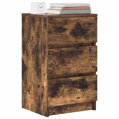 vidaXL Bedside Cabinet with 3 Drawers Smoked Oak 39x35x65 cm 4