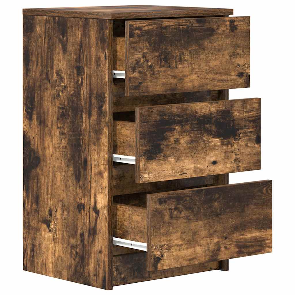 vidaXL Bedside Cabinet with 3 Drawers Smoked Oak 39x35x65 cm 5