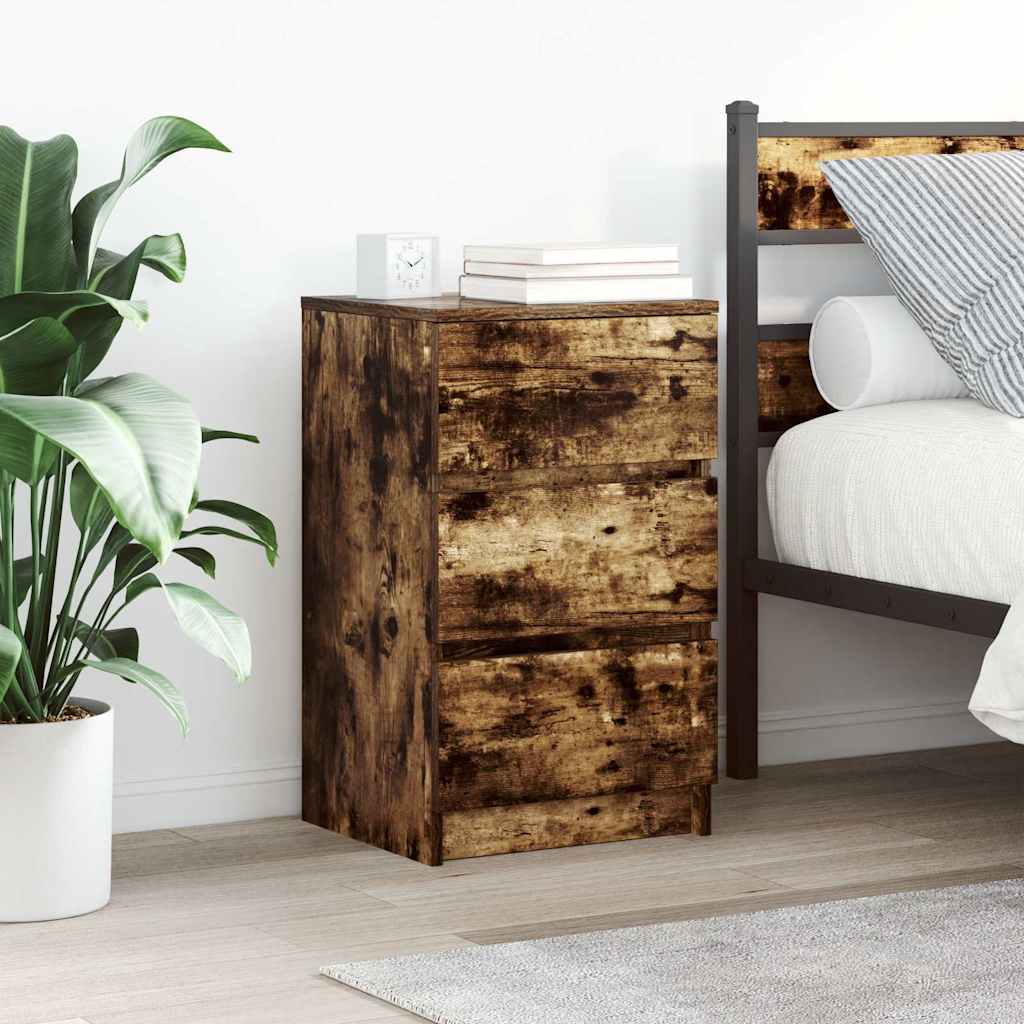 vidaXL Bedside Cabinet with 3 Drawers Smoked Oak 39x35x65 cm 1