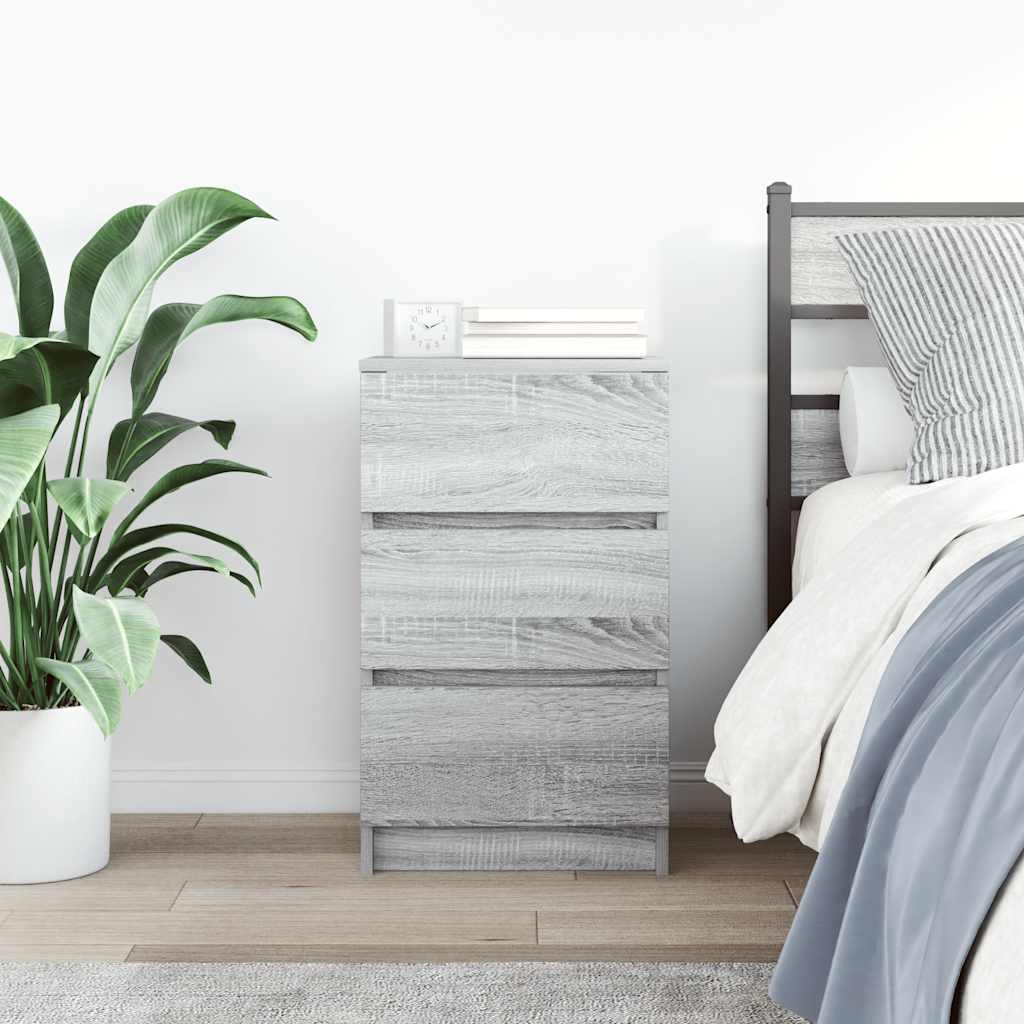 Bedside Cabinet with 3 Drawers 39x35x65 cm Grey sonoma
