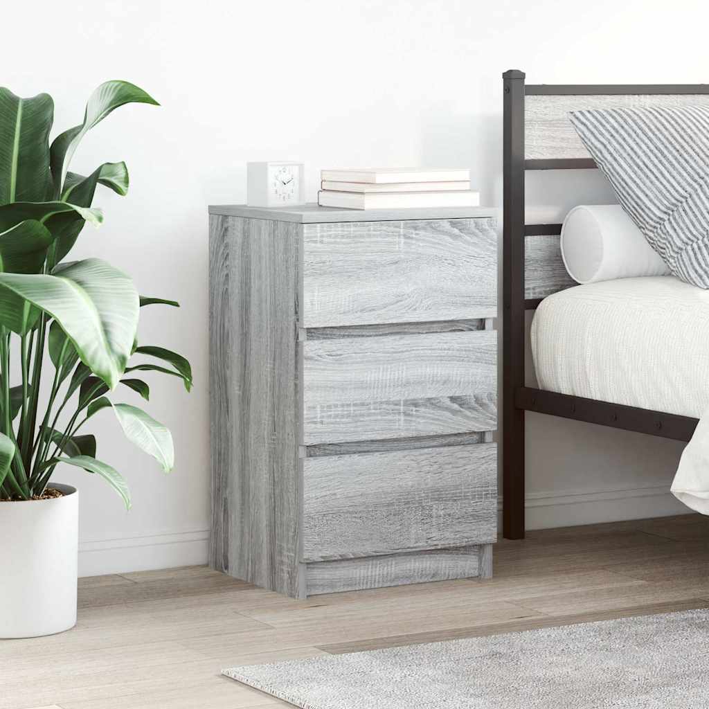 Bedside Cabinet with 3 Drawers 39x35x65 cm Grey sonoma
