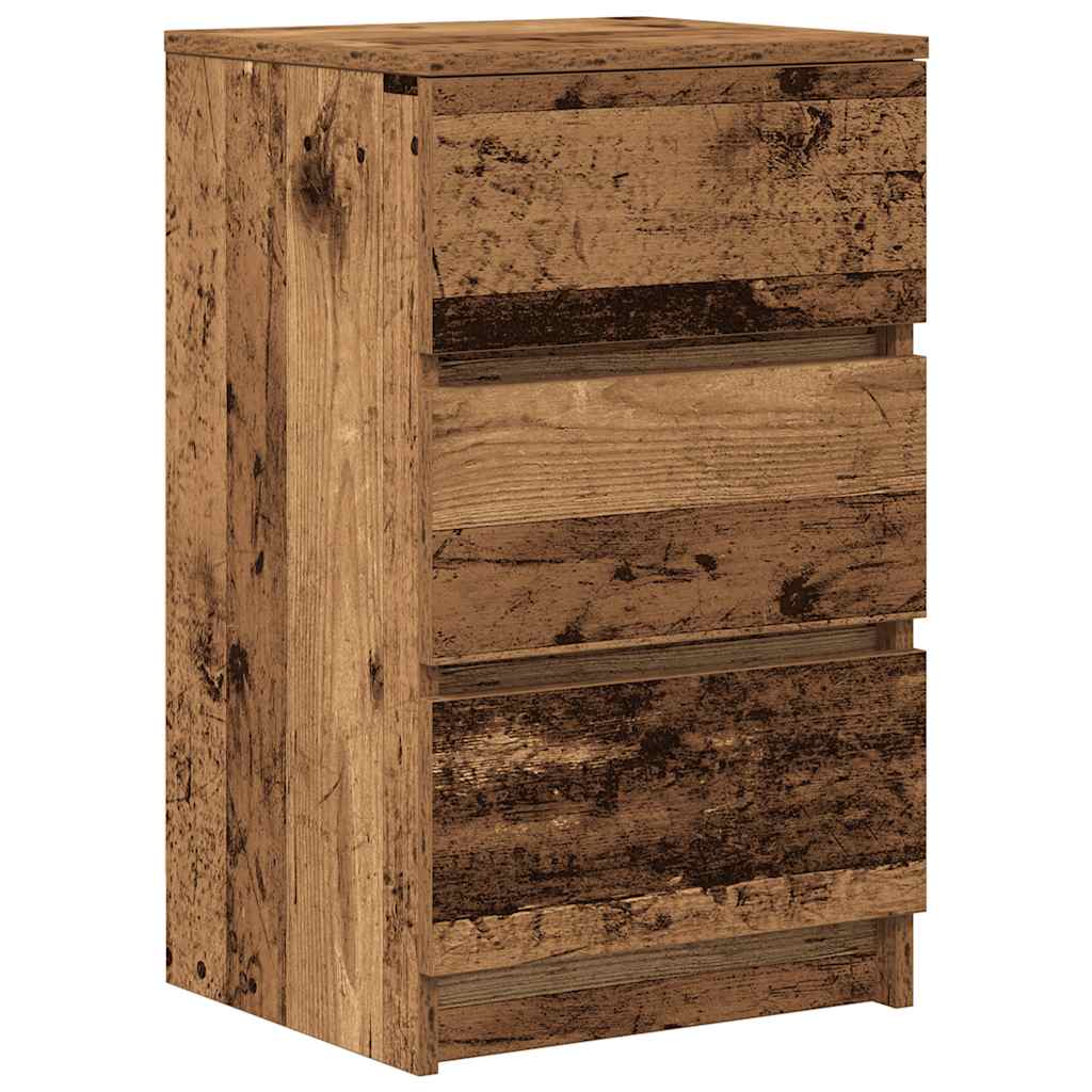 vidaXL Bedside Cabinet with 3 Drawers Old Wood 39x35x65 cm 2