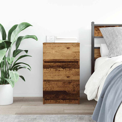 vidaXL Bedside Cabinet with 3 Drawers Old Wood 39x35x65 cm 3