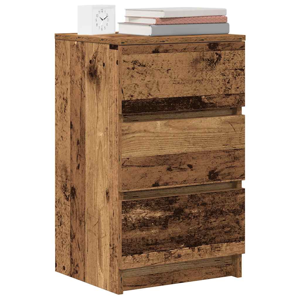 vidaXL Bedside Cabinet with 3 Drawers Old Wood 39x35x65 cm 4