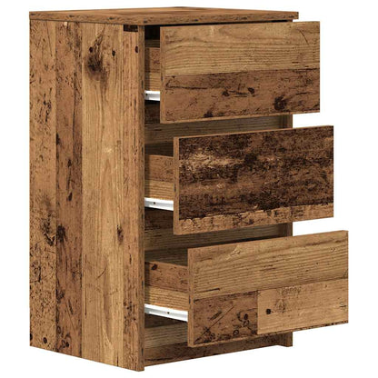 vidaXL Bedside Cabinet with 3 Drawers Old Wood 39x35x65 cm 5