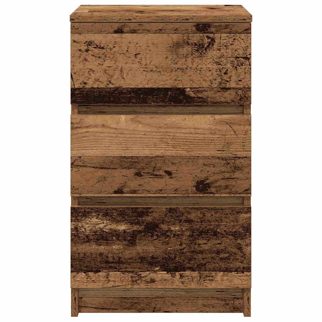vidaXL Bedside Cabinet with 3 Drawers Old Wood 39x35x65 cm 6