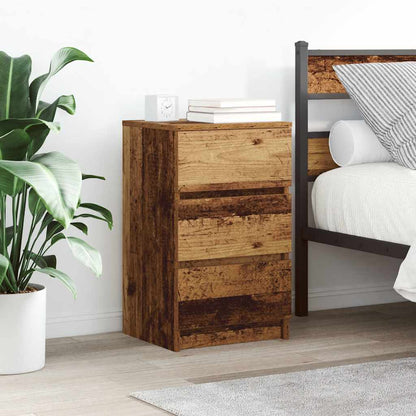 vidaXL Bedside Cabinet with 3 Drawers Old Wood 39x35x65 cm 1