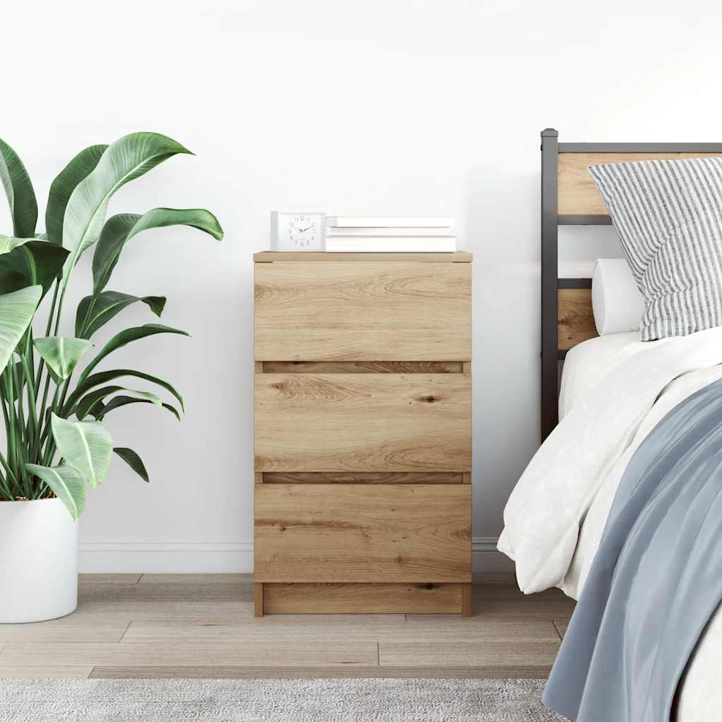 vidaXL Bedside Cabinet with 3 Drawers Artisan Oak 39x35x65 cm 3