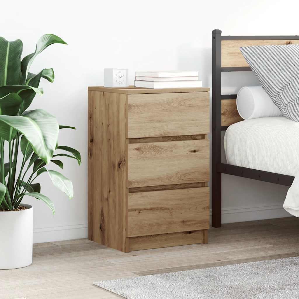 vidaXL Bedside Cabinet with 3 Drawers Artisan Oak 39x35x65 cm 1