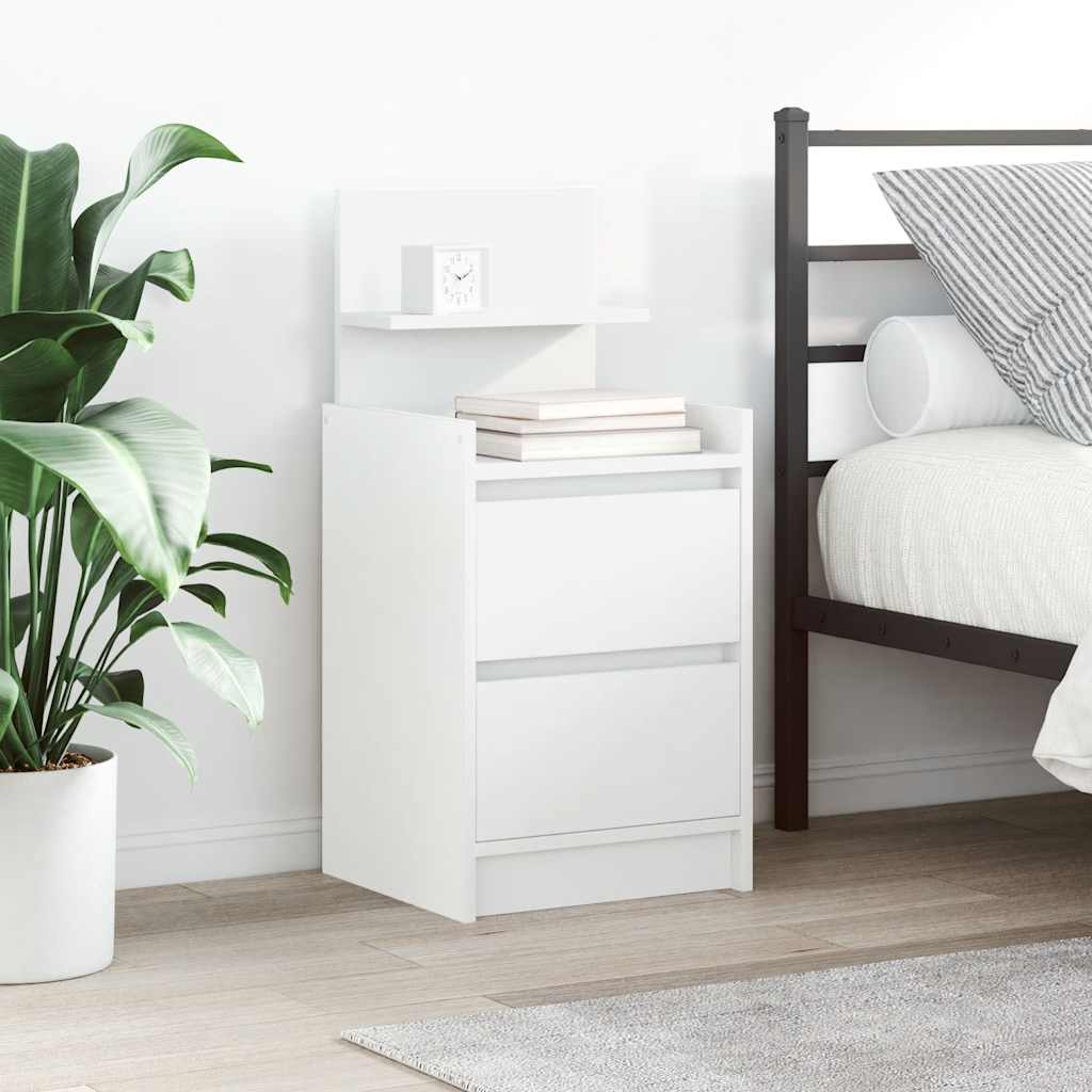 vidaXL Bedside Cabinet with 2 Drawers White 38x34x80 cm 1