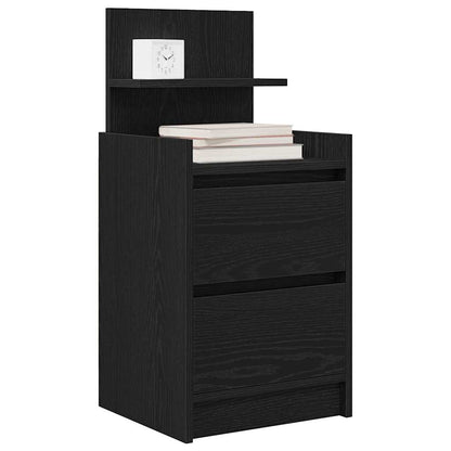 vidaXL Bedside Cabinet with 2 Drawers Black 38x34x80 cm 4