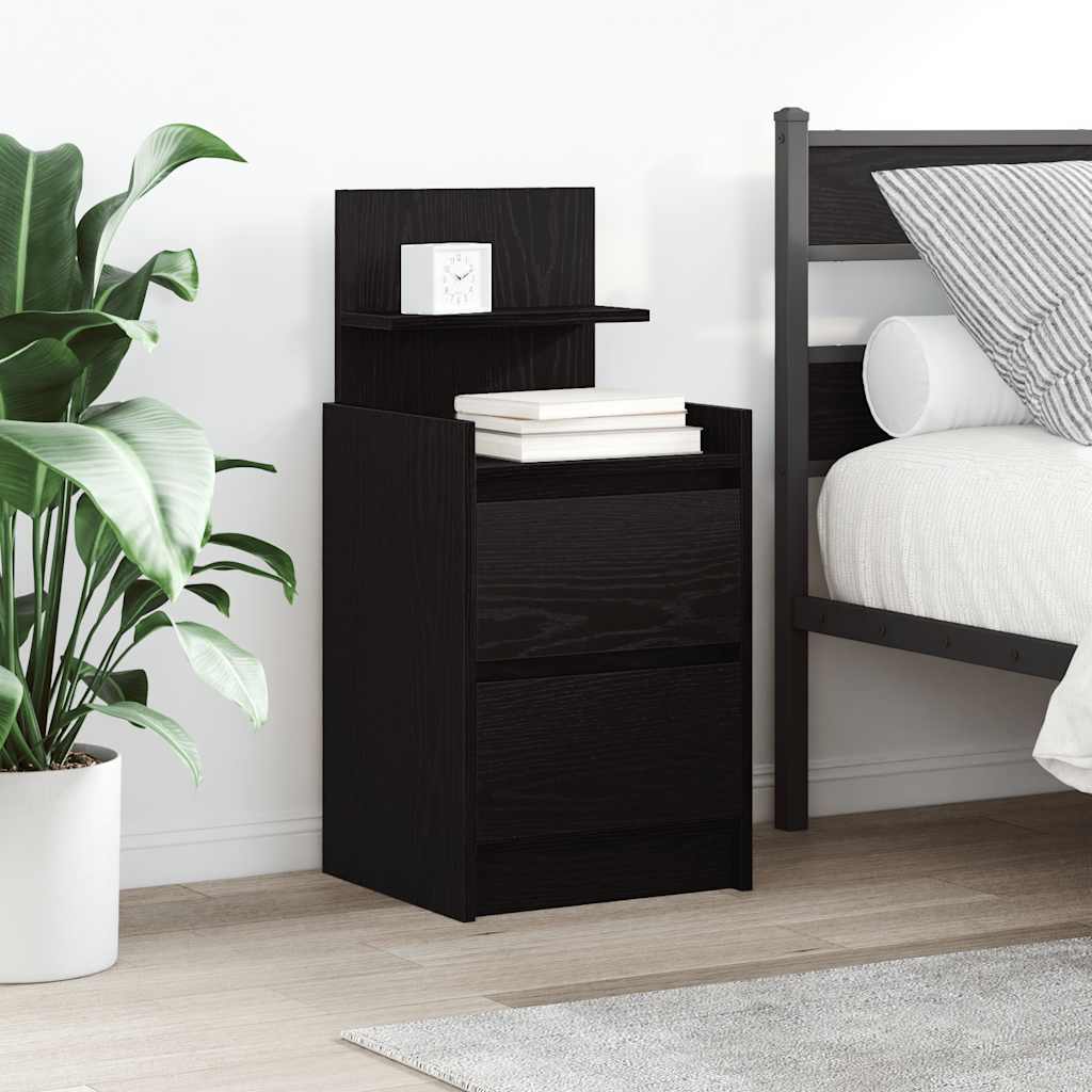 vidaXL Bedside Cabinet with 2 Drawers Black 38x34x80 cm 1