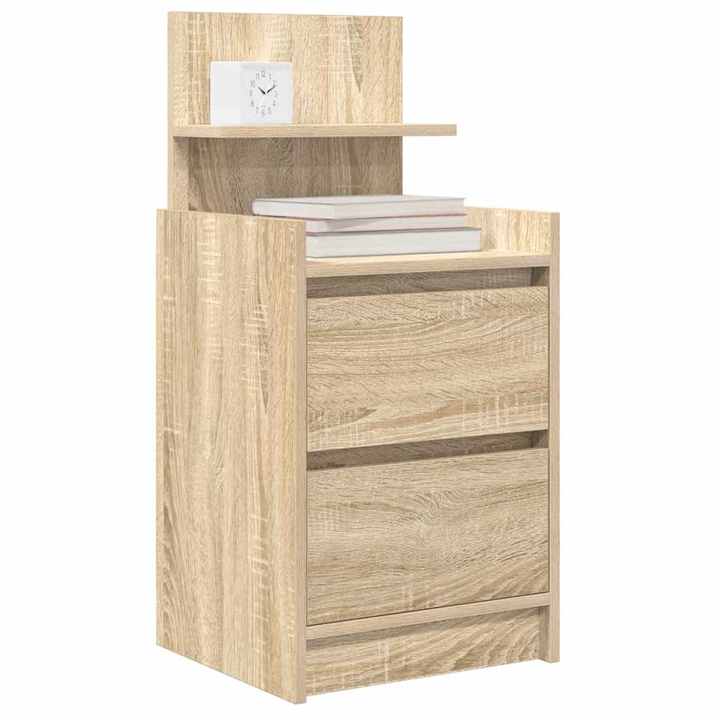 vidaXL Bedside Cabinet with 2 Drawers Sonoma Oak 38x34x80 cm 4