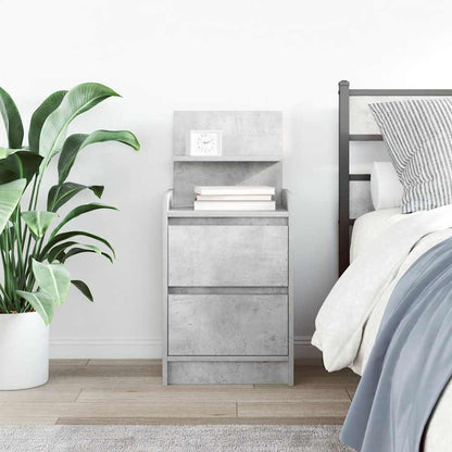 vidaXL Bedside Cabinet with 2 Drawers Concrete Grey 38x34x80 cm 3