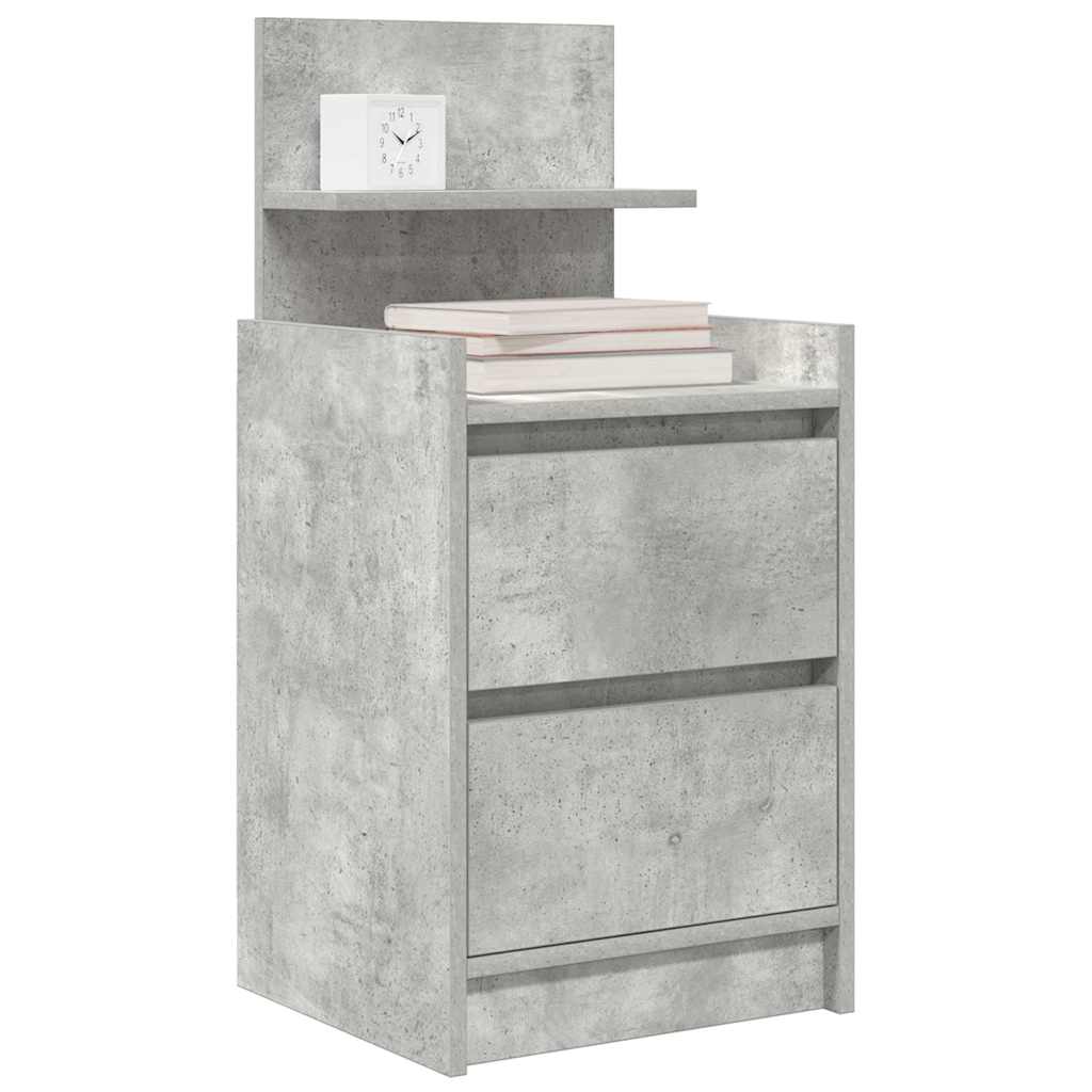 vidaXL Bedside Cabinet with 2 Drawers Concrete Grey 38x34x80 cm 4