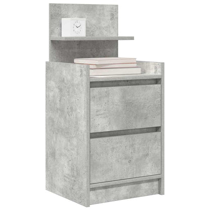 vidaXL Bedside Cabinet with 2 Drawers Concrete Grey 38x34x80 cm 4